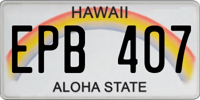 HI license plate EPB407