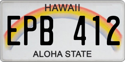 HI license plate EPB412