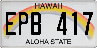 HI license plate EPB417