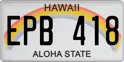 HI license plate EPB418