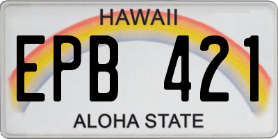HI license plate EPB421