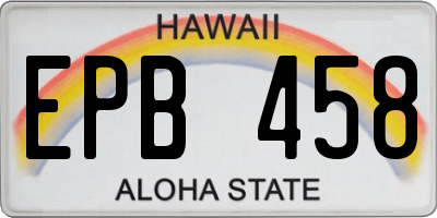 HI license plate EPB458