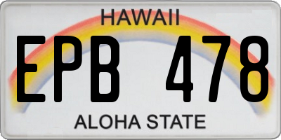HI license plate EPB478
