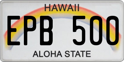 HI license plate EPB500