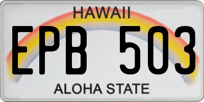 HI license plate EPB503