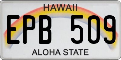 HI license plate EPB509