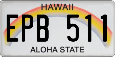 HI license plate EPB511
