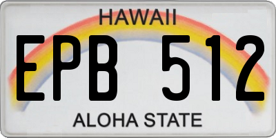 HI license plate EPB512