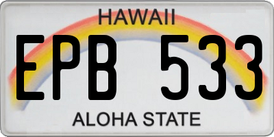 HI license plate EPB533
