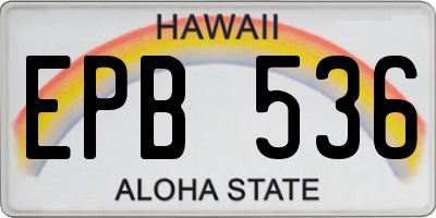 HI license plate EPB536