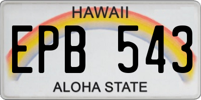 HI license plate EPB543