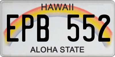 HI license plate EPB552