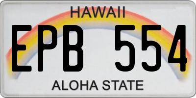 HI license plate EPB554