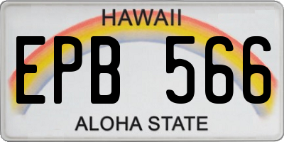 HI license plate EPB566