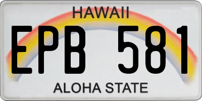 HI license plate EPB581