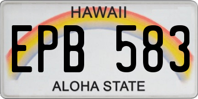 HI license plate EPB583