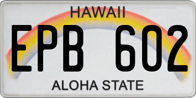 HI license plate EPB602
