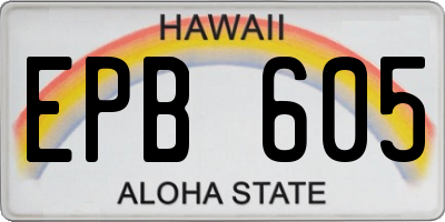 HI license plate EPB605