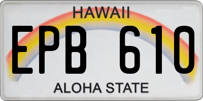 HI license plate EPB610