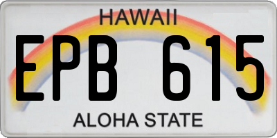 HI license plate EPB615