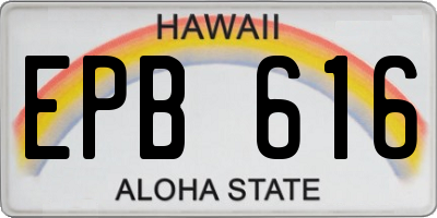 HI license plate EPB616