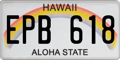 HI license plate EPB618