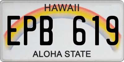 HI license plate EPB619