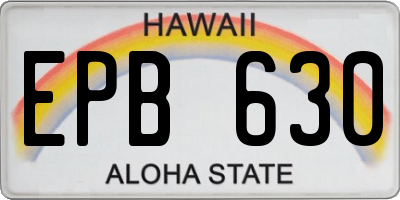 HI license plate EPB630