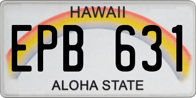 HI license plate EPB631