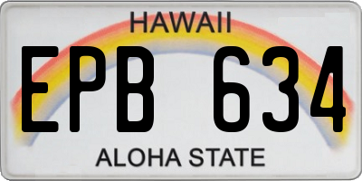 HI license plate EPB634