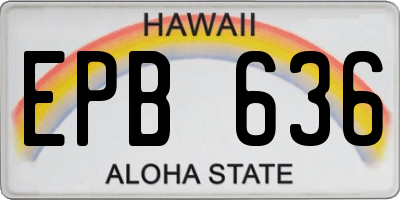 HI license plate EPB636