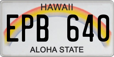 HI license plate EPB640