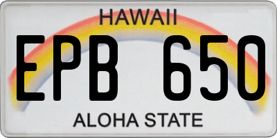 HI license plate EPB650