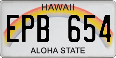 HI license plate EPB654