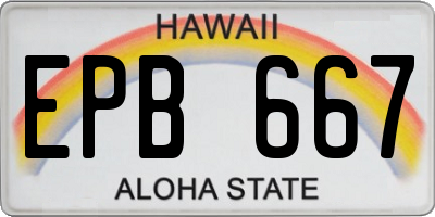 HI license plate EPB667
