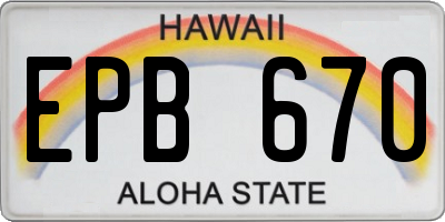 HI license plate EPB670