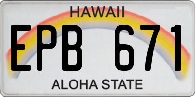 HI license plate EPB671