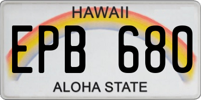HI license plate EPB680