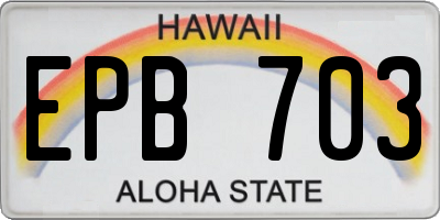 HI license plate EPB703