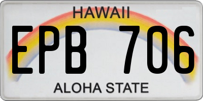HI license plate EPB706