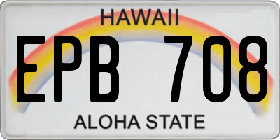 HI license plate EPB708