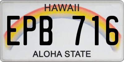 HI license plate EPB716
