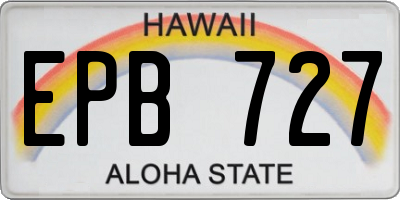 HI license plate EPB727
