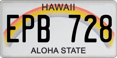 HI license plate EPB728
