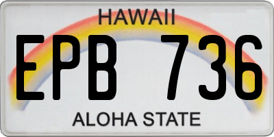 HI license plate EPB736