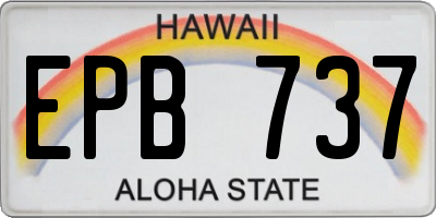 HI license plate EPB737