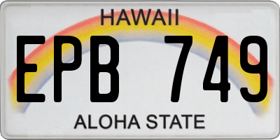 HI license plate EPB749