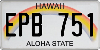 HI license plate EPB751