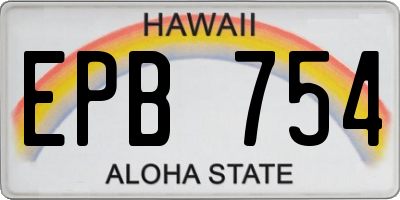 HI license plate EPB754