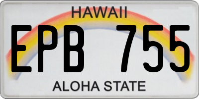HI license plate EPB755